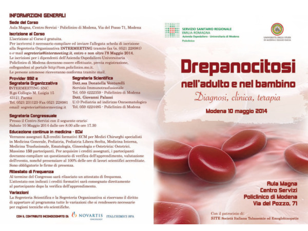 Drepanocitosi nell’adulto e nel bambino - Modena, 10 maggio 2014 - Pieghevole 1