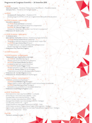 Congresso Nazionale United: Thalassemia 2.0 - Cagliari, 26/27 settembre 2015 - Programma Congresso Scientifico